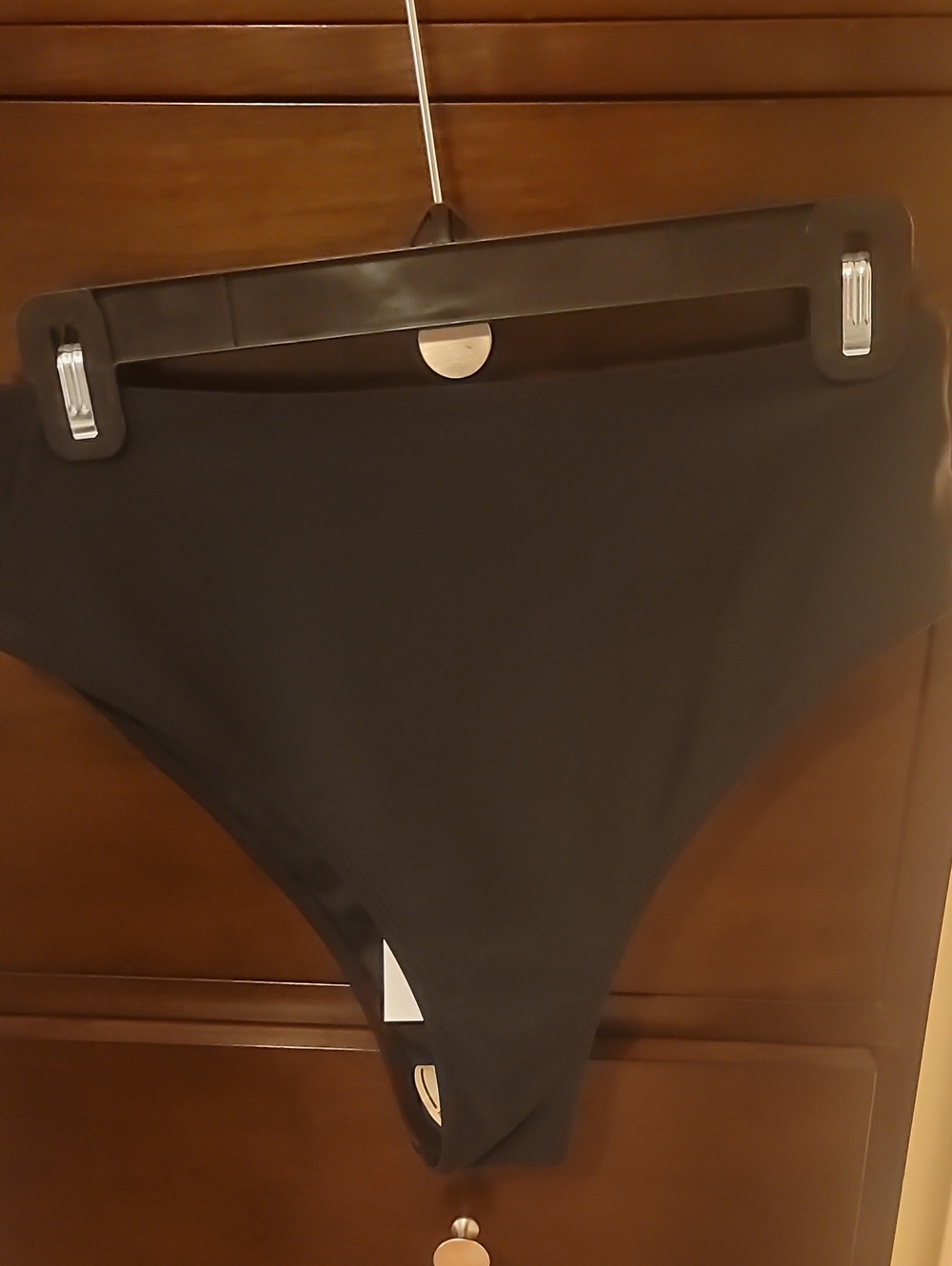 NWT Womens Kepblom High-Waist High Leg Black Bikini Bottom Size M